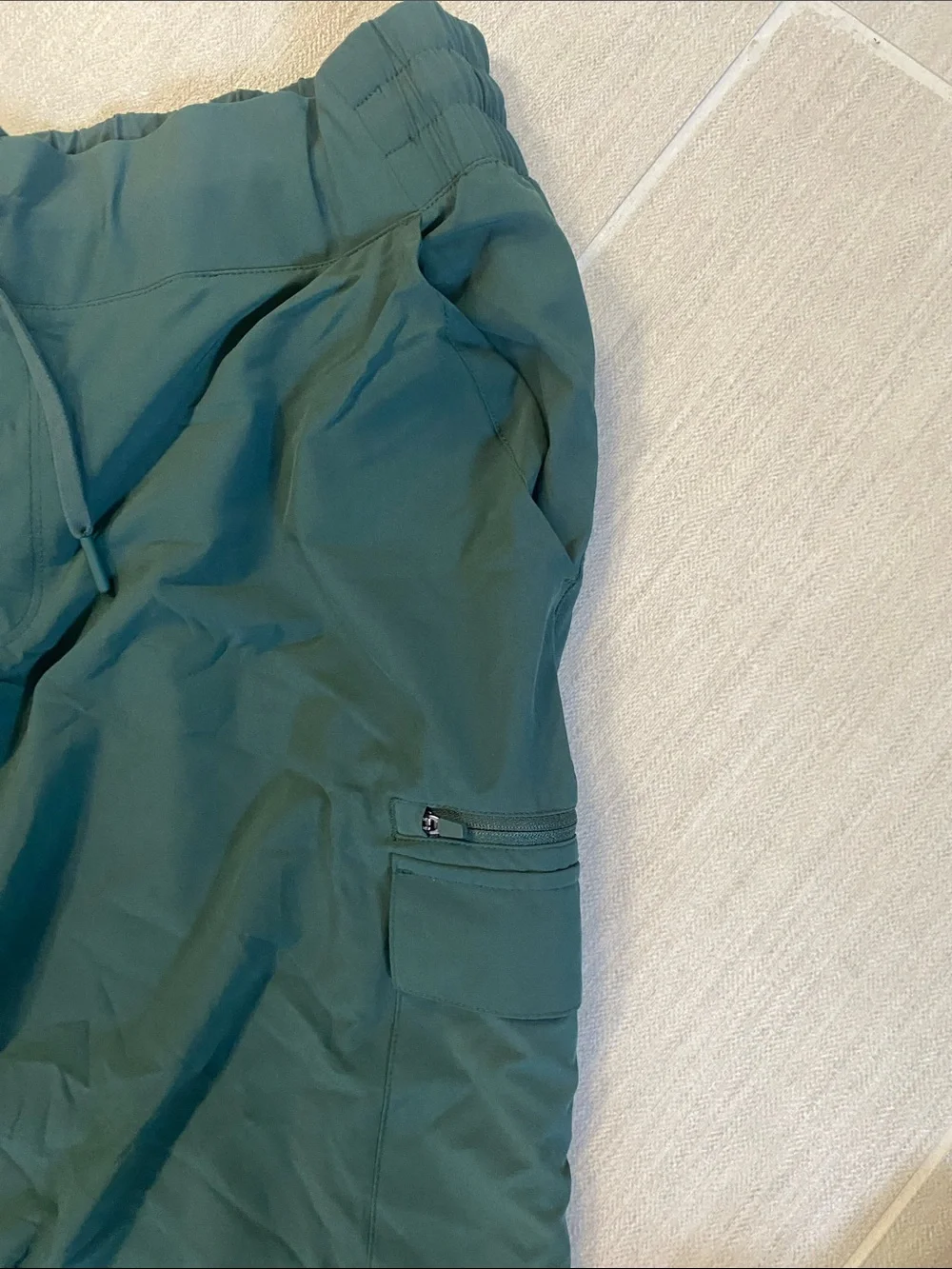 Women's Jogger Pants with Drawstring Waist - Deep Teal Green - Picture 4 of 5